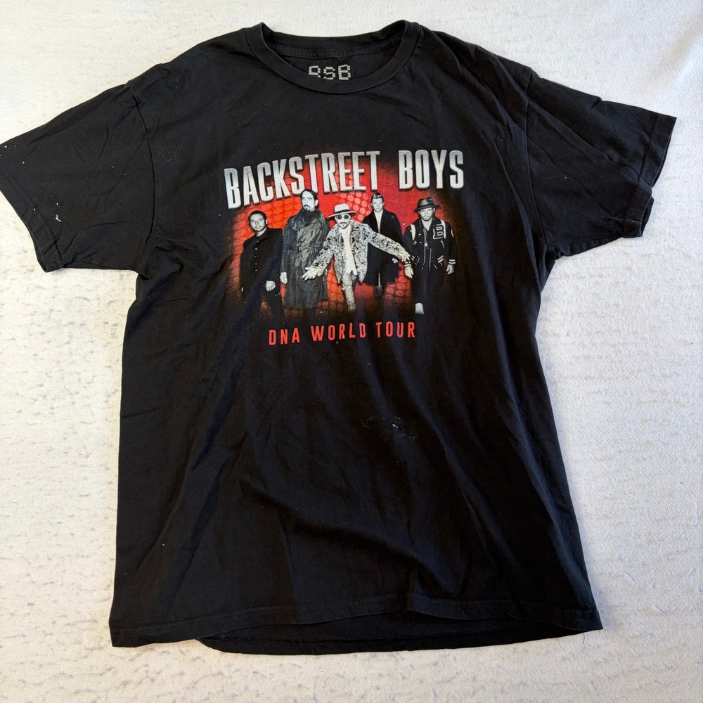 Backstreet Boys DNA World Tour Graphic Tee Mens Large Black Concert Band Shirt